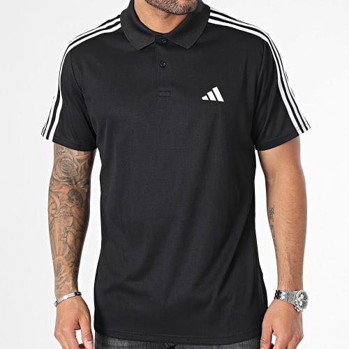 Polo Manches Courtes A Bandes IB8107 Noir
