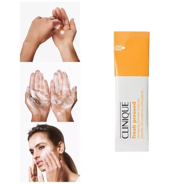 Pó de limpeza Clinique Fresh Pressed com vitamina C pura 5%, 28 sachês