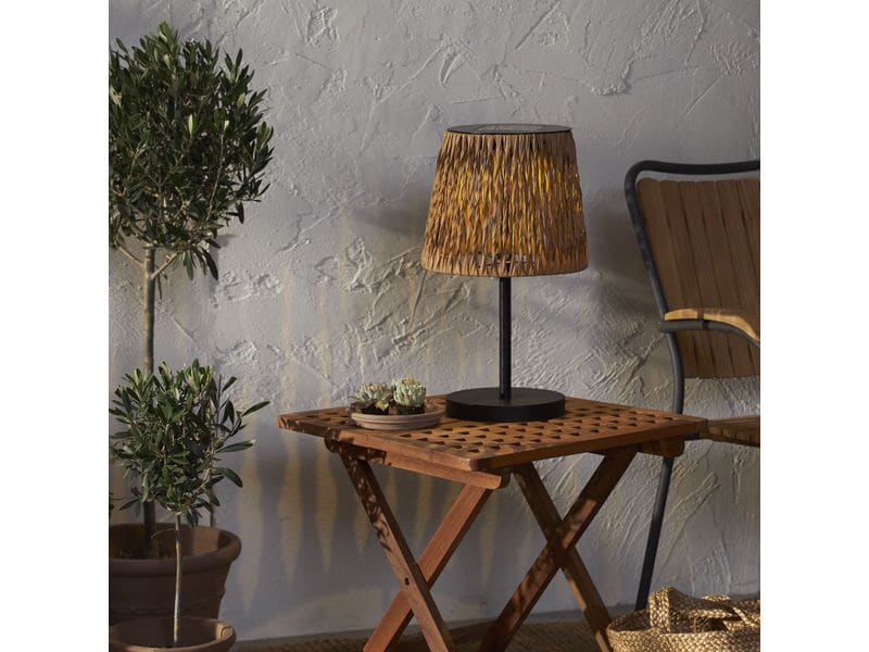 Star Trading Tischleuchte Solar Cesta, 48 cm, Braun/Schwarz Tischdekoration für Garten
