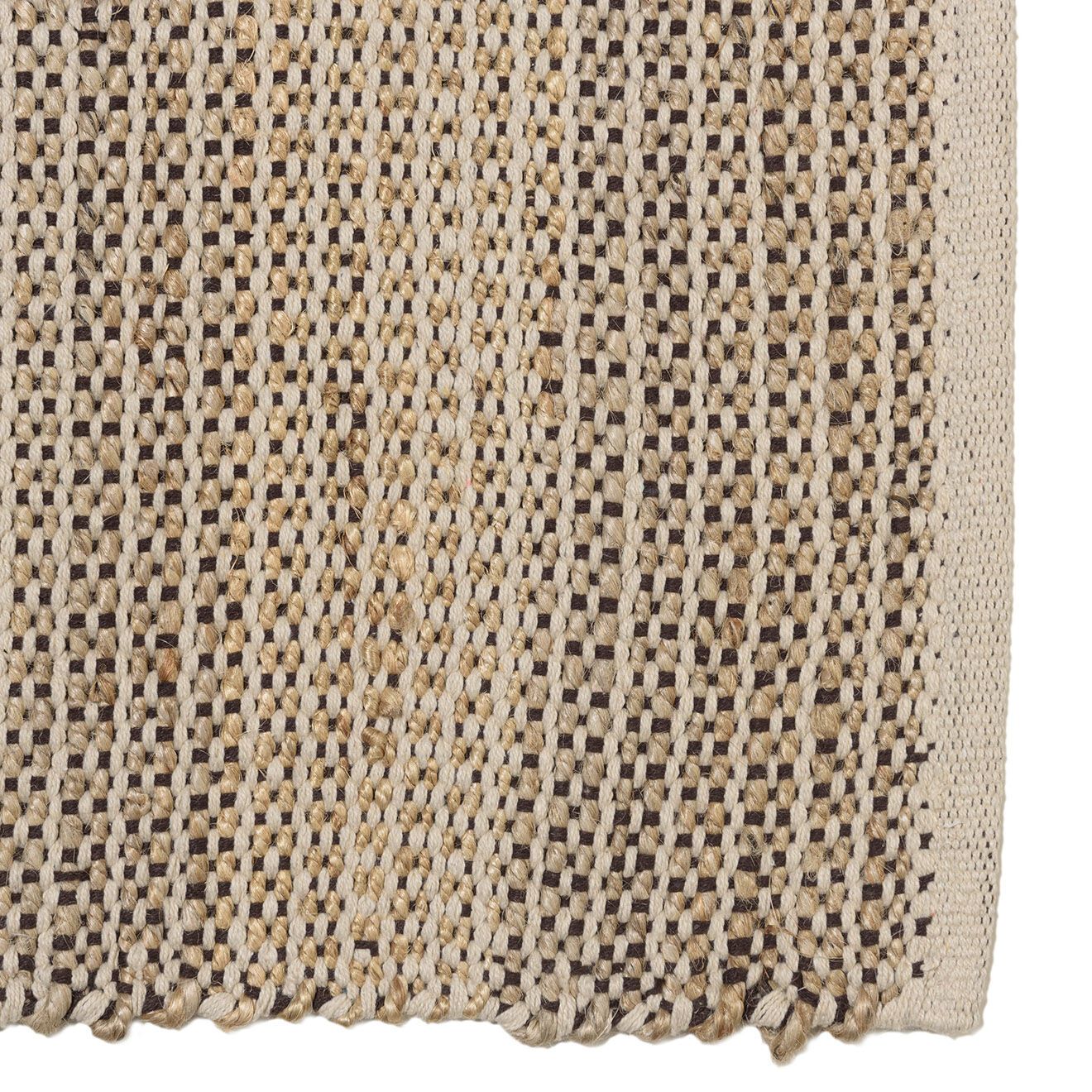 Macabane Tapis en Jute & Coton Quentin sable/ivoire/noir - 290x200 cm