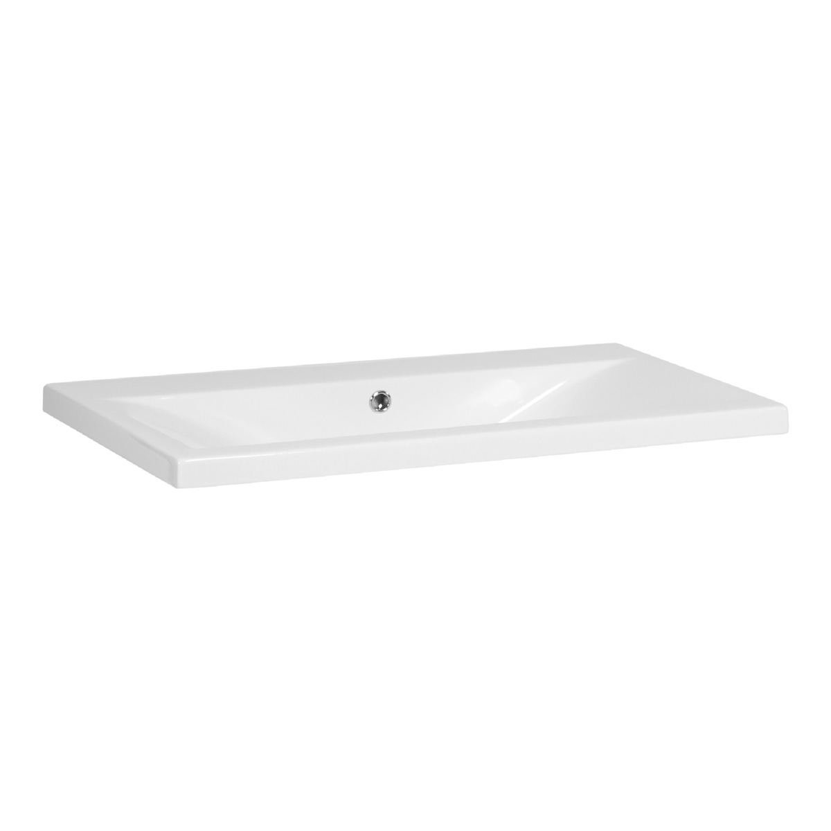 Brauer Halo wastafel keramiek 80cm zonder kraangat wit glans