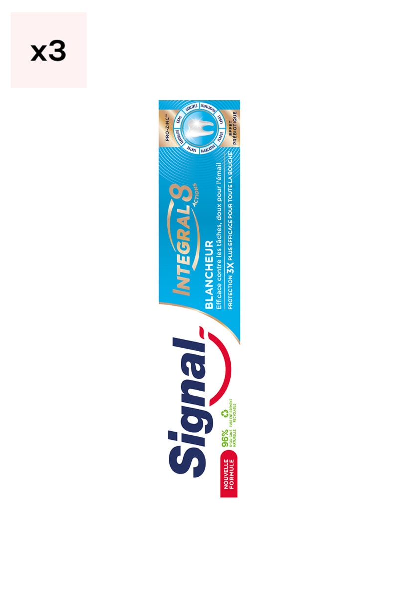 Dentifrices blancheur prébiotic - Intégral 8 - 3 x 75 ml