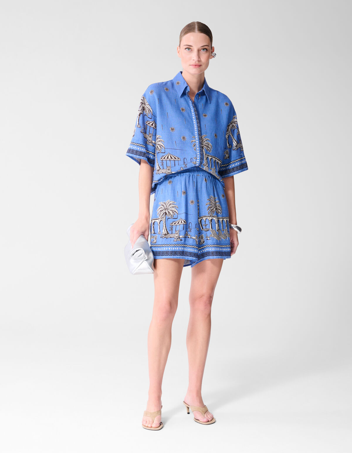 Palm Print Blouse Blauw