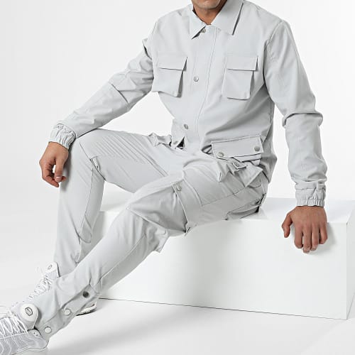 Ensemble Veste Et Pantalon Cargo LL640 Gris Clair
