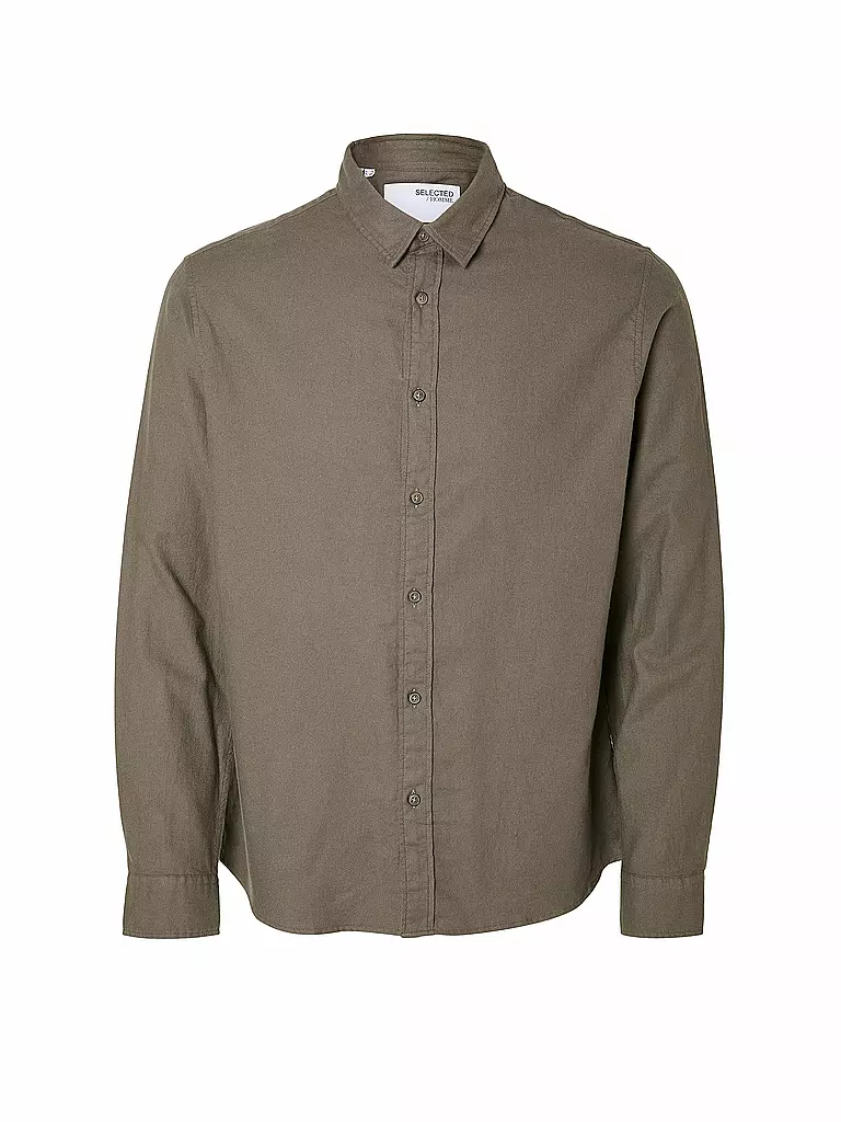 SELECTED Flanellhemd Slim Fit SLHSLIMOWEN beige
