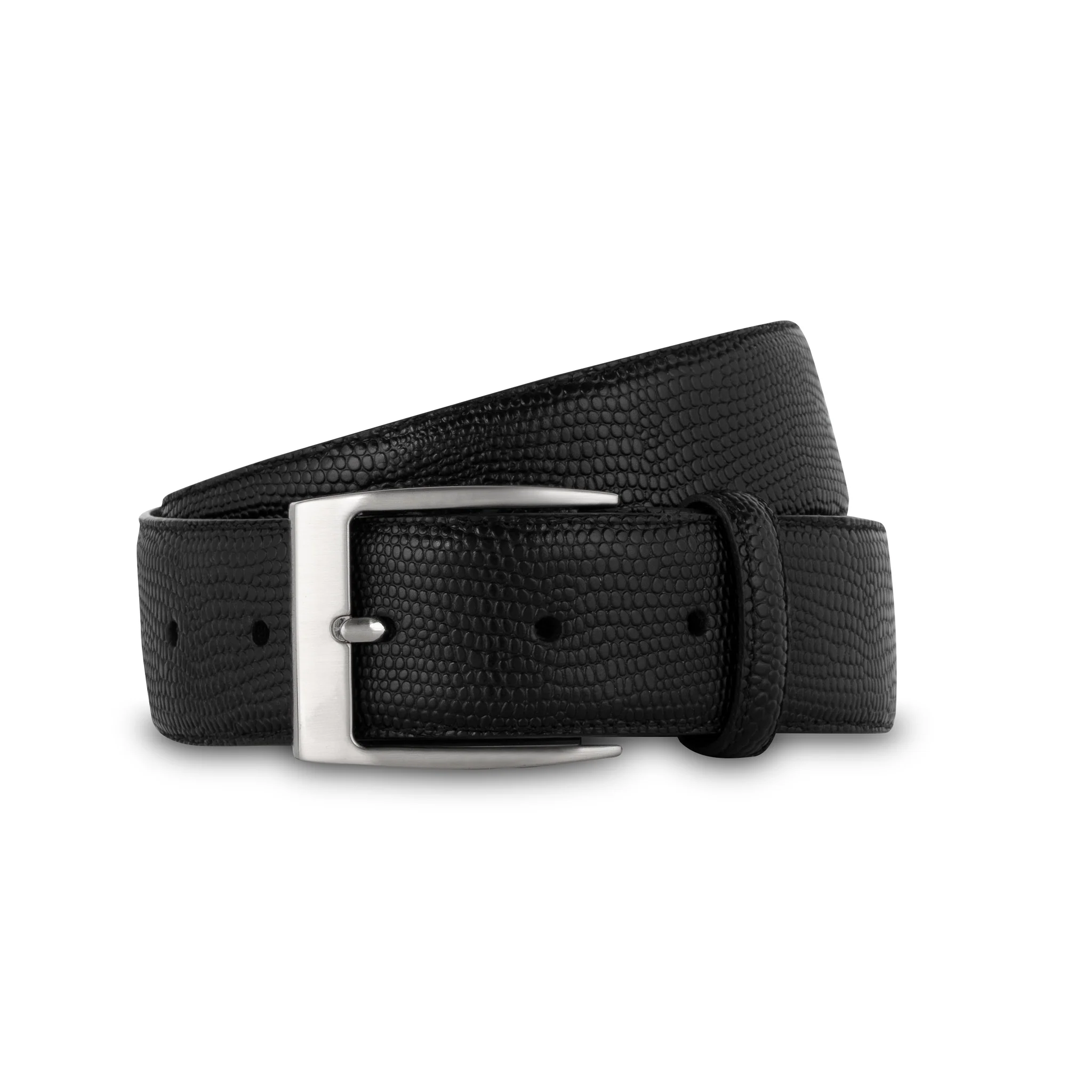 Ceinture cuir façon lézard noir