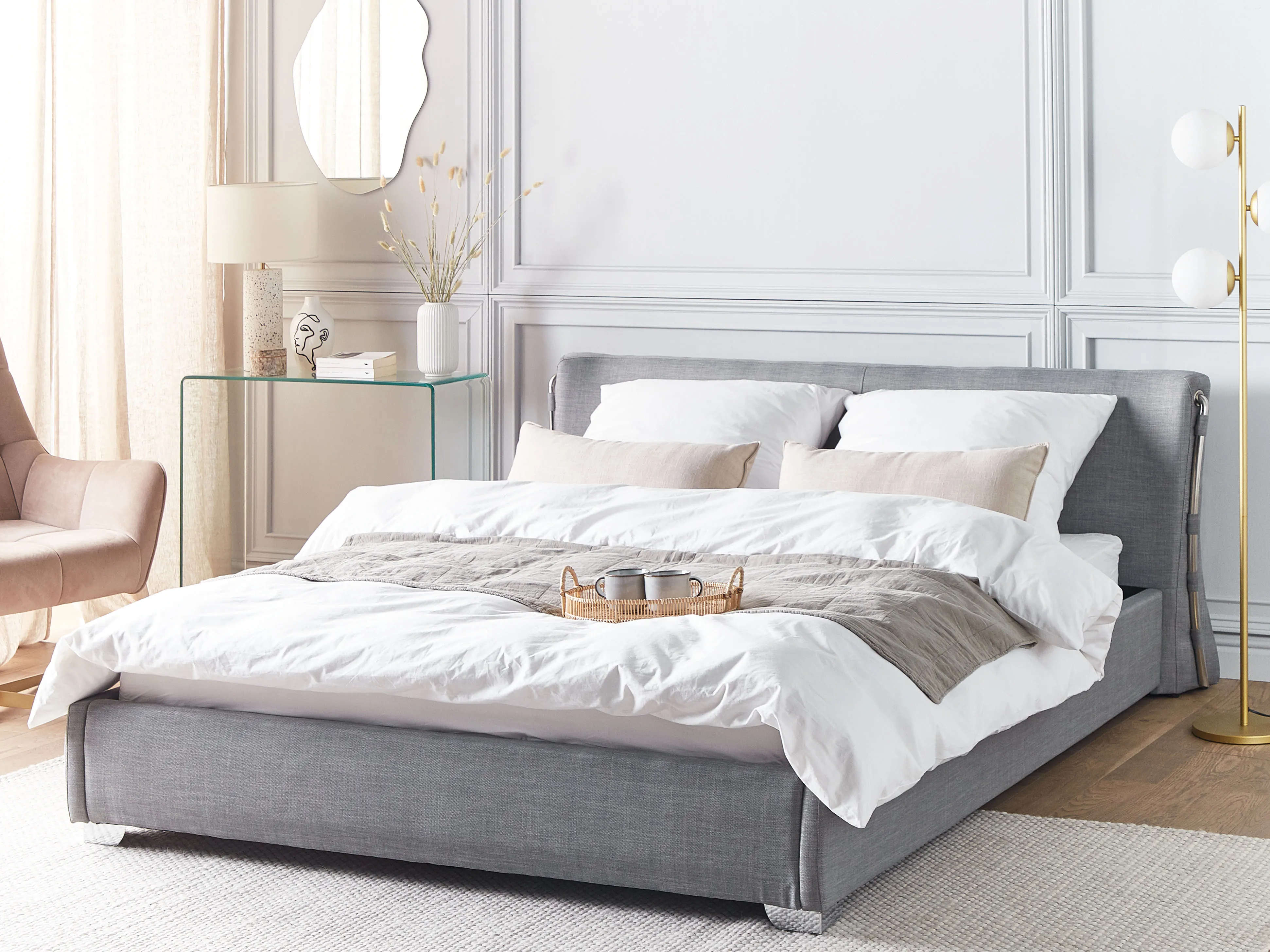 Bed Stof PARIS 160 x 200 cm Grijs