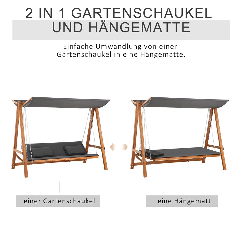 Outsunny Hollywoodschaukel mit Bettfunktion bunt