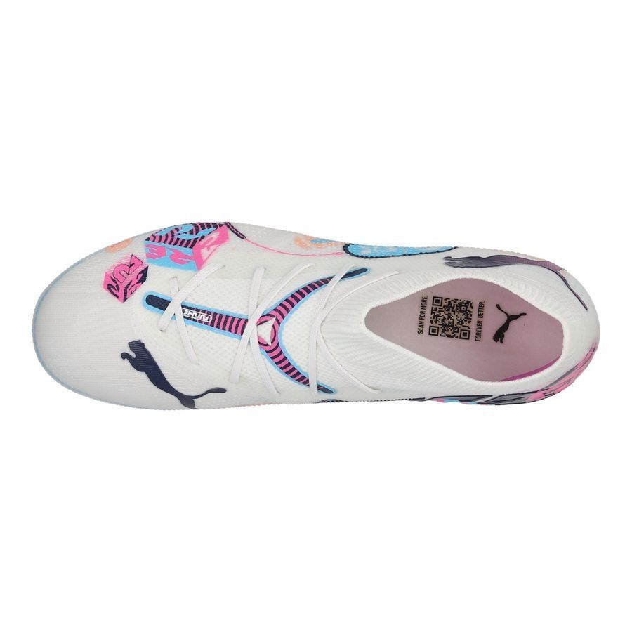 PUMA Future 7 Match FG/AG Volume Up - Blanc/Bleu/Poison Pink/Fizzy Melon Enfant