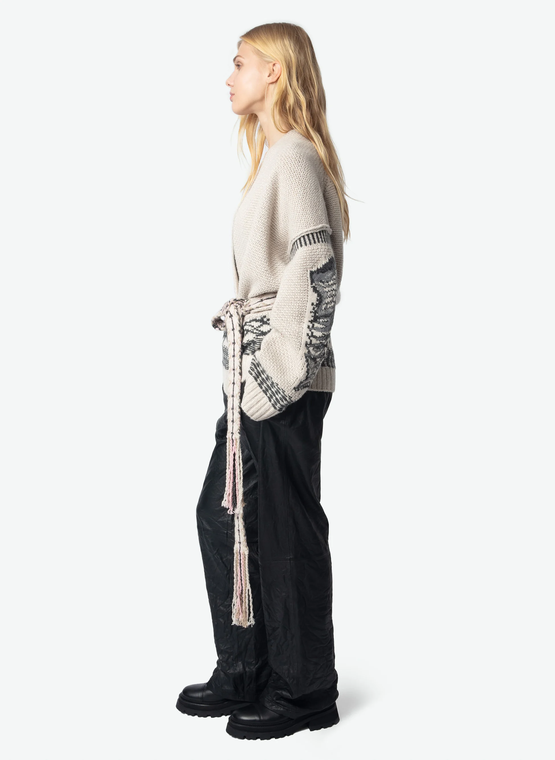 ASPEN - Gilet droit en laine mélangée | Beige