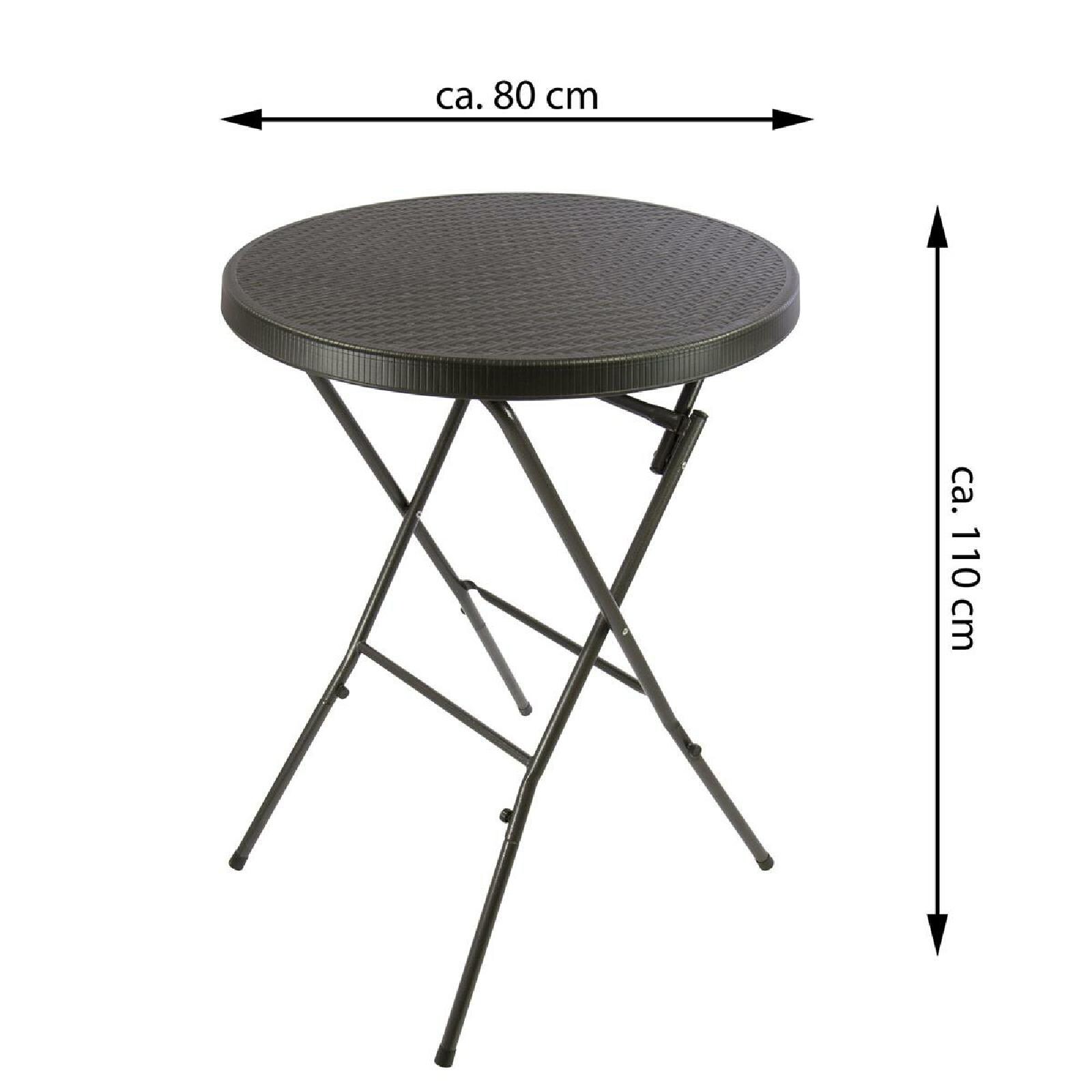 VCM Partytisch Stehtisch schwarz klappbar Bistrotisch Bartisch 110 cm rund Ø 80 cm