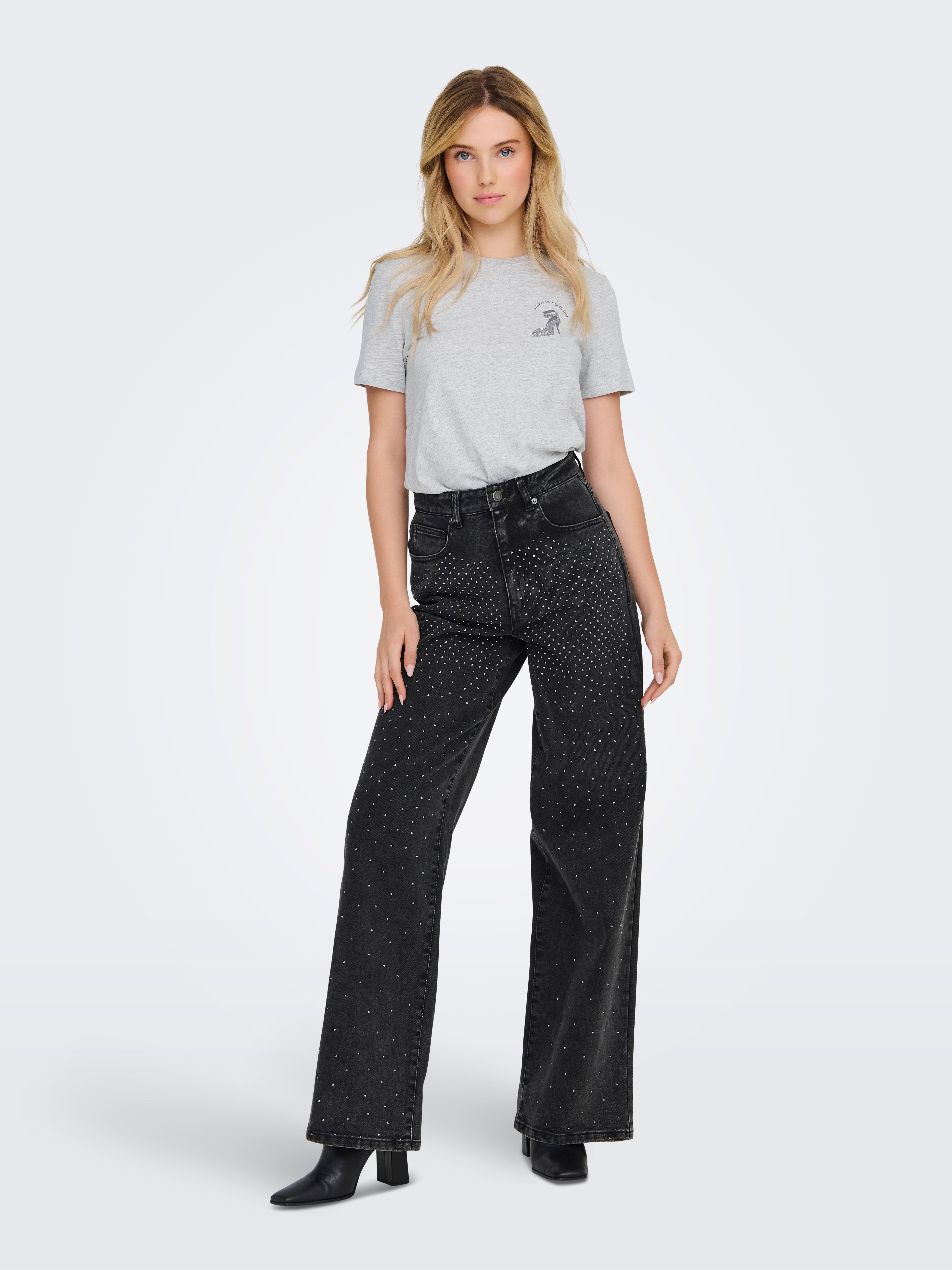 ONLHOPE Hohe Taille Weiter Beinschnitt Jeans Washed Black