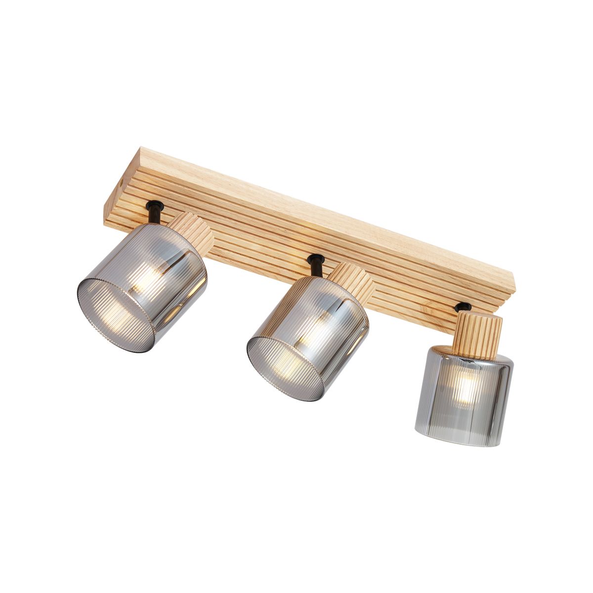 Moderne spot hout met smoke glas 3-lichts draai- en kantelbaar - Gracy