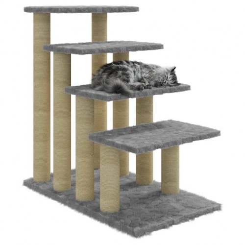 Arranhador para gatos de quatro níveis vidaXL cinza claro