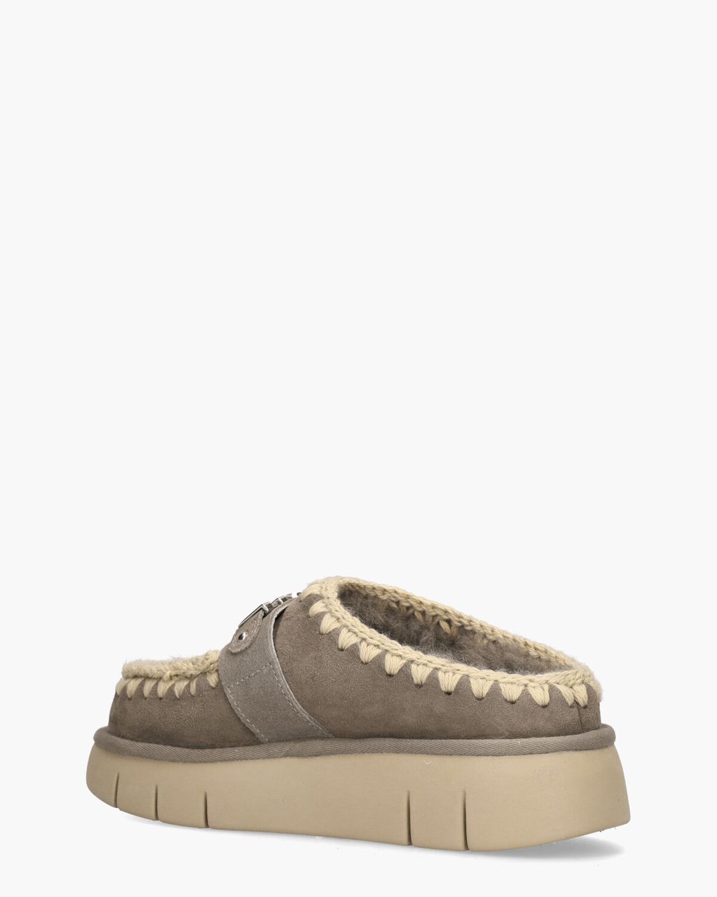 Mou Bounce Clog Metal Logo Taupe Damesslippers