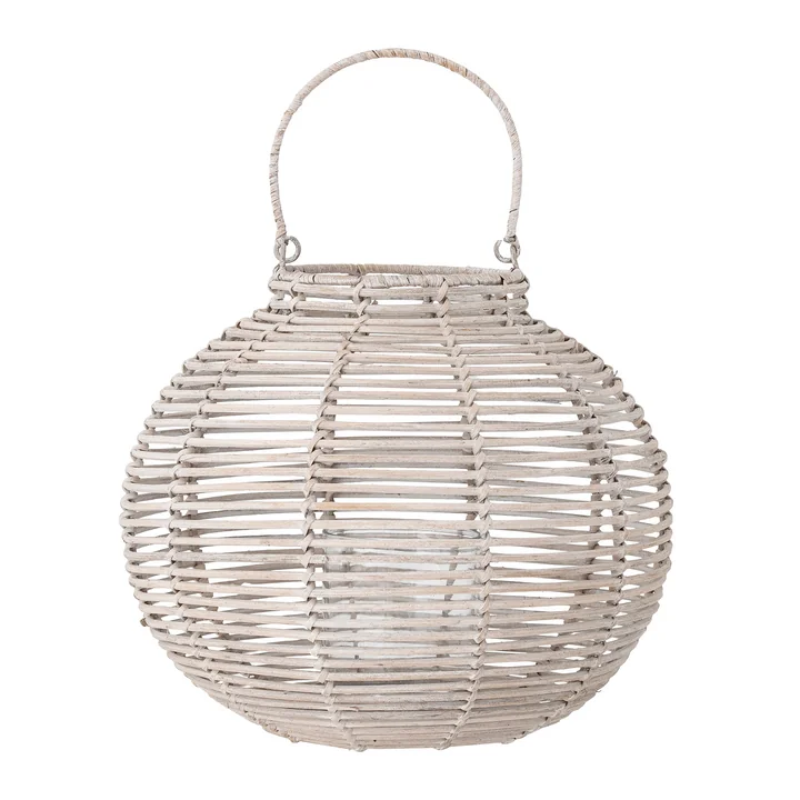 Bloomingville - Malua Laterne mit Glas, Ø 30 cm, weiss