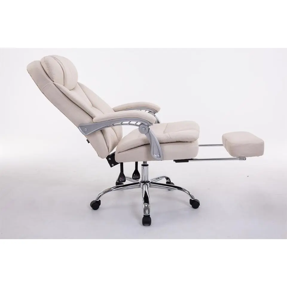 CLP Bureaustoel XL Troy chroom Frame - Stof - creme