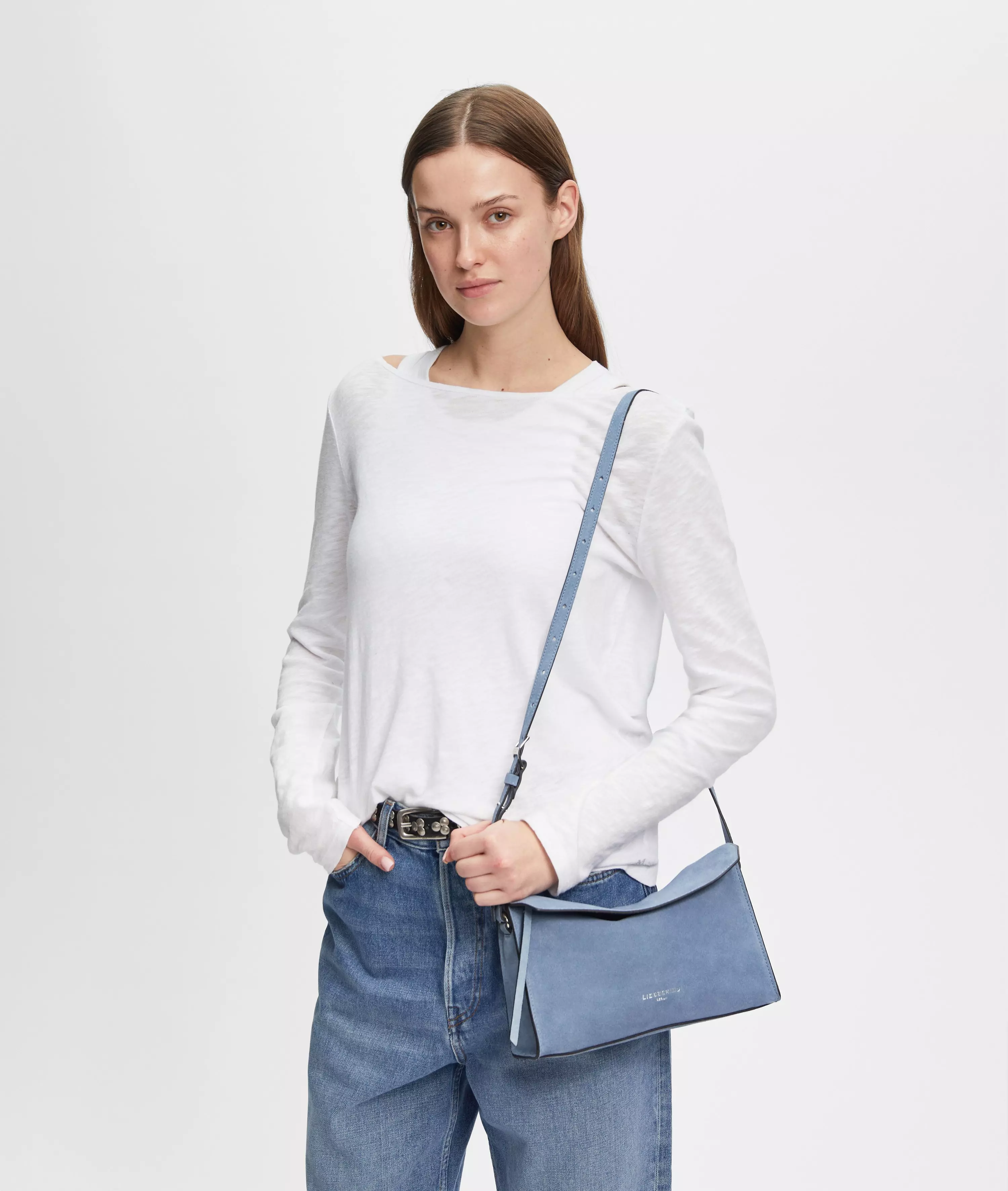 Lora Crossbody S Handy suede crossbody bag