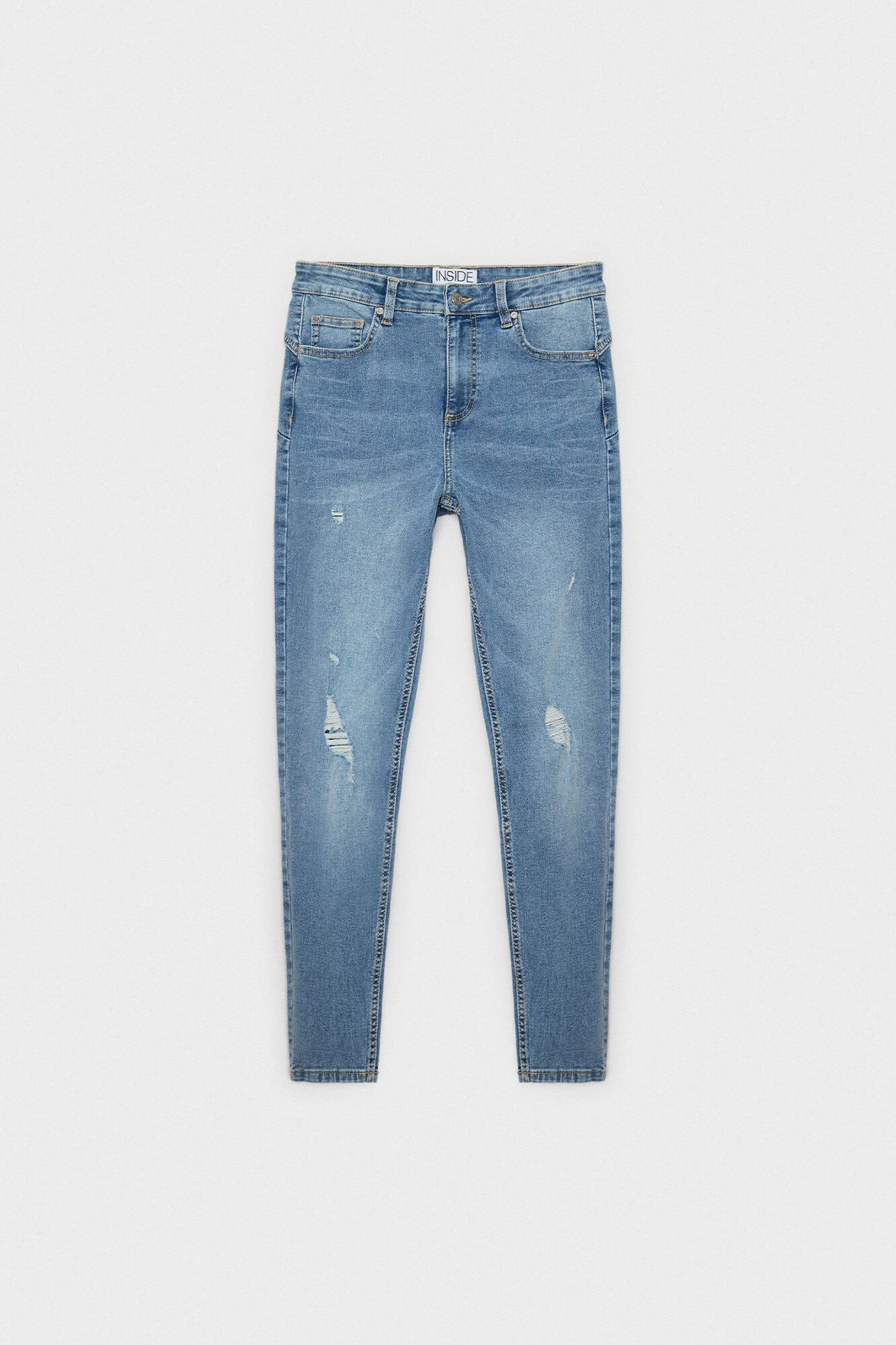 Calça jeans skinny push-up de cintura média