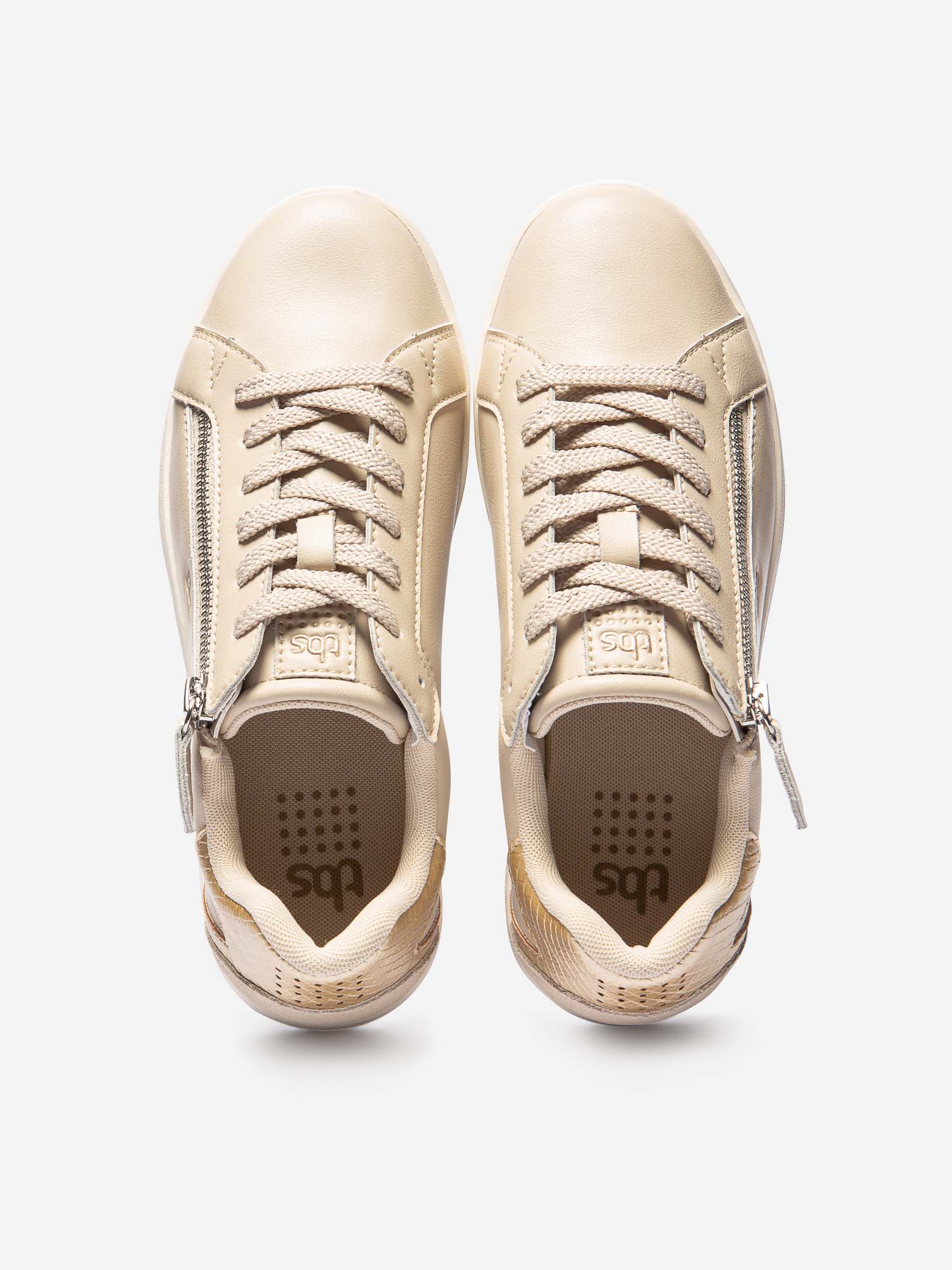 Tennis Femme Zip Latéral Beige
