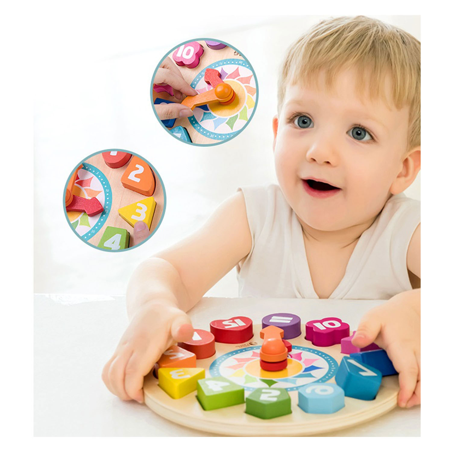 Classic World Houten Leerklok met Vormen Tic-Tac, 15dlg.