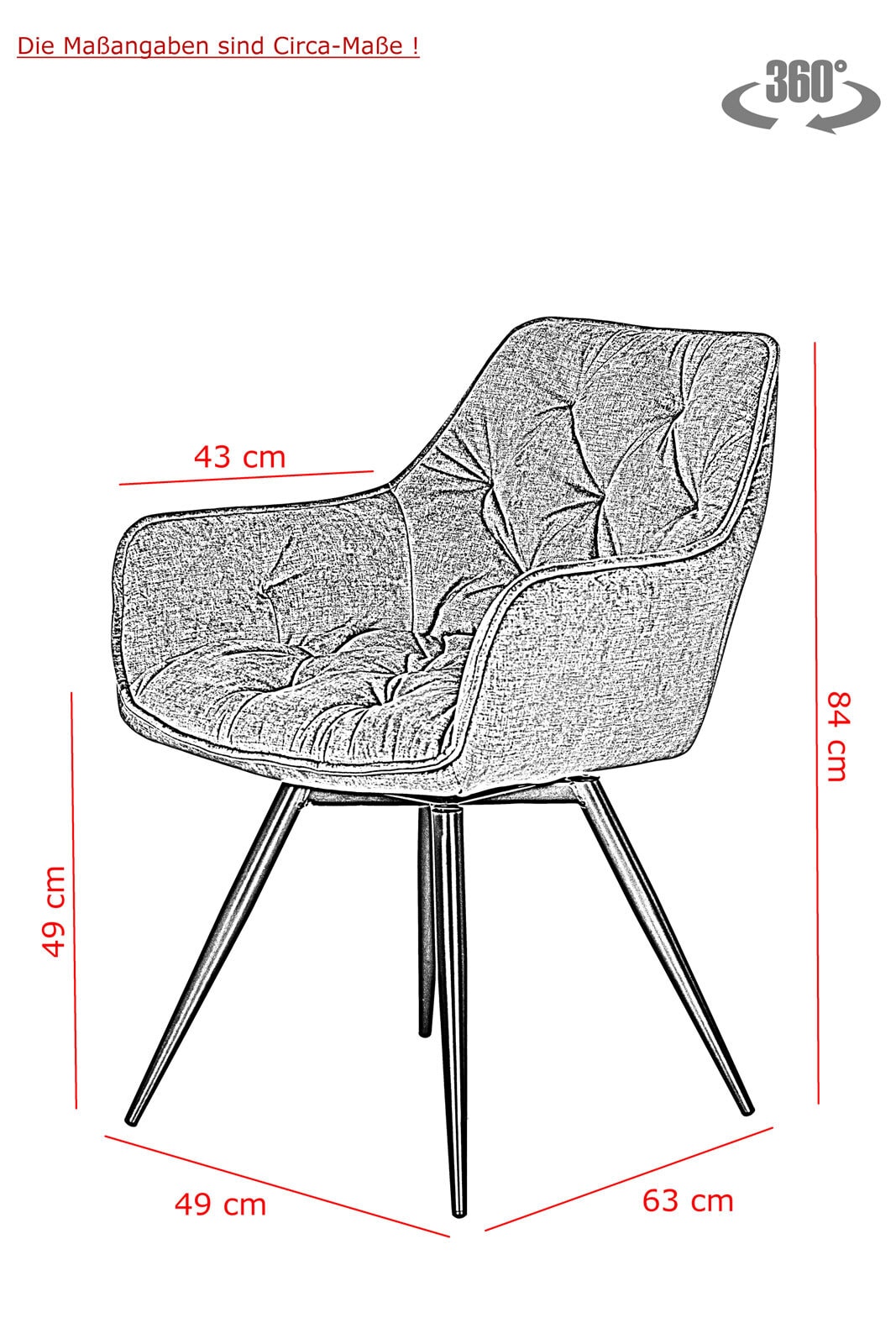 Stuhl Florentina 2er-Set Samtvelours Vintage Optik Grau 49x84x63 cm