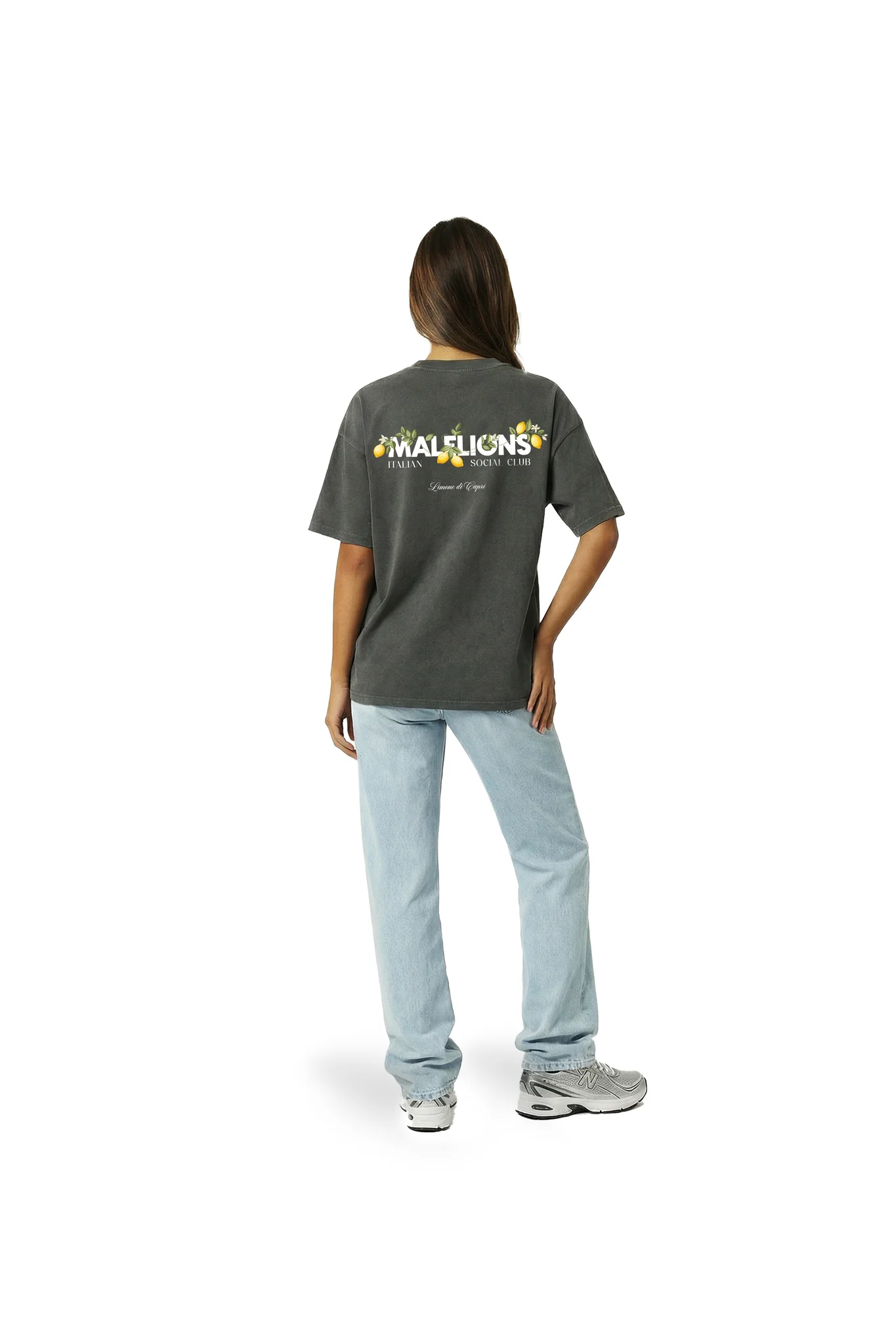 Malelions Limone Di Capri T-Shirt Dames Donkergrijs