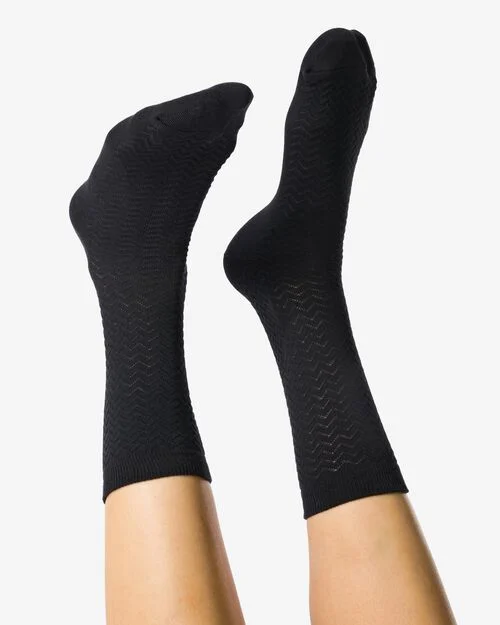 chaussettes avec zigzag en coton - 5 paires  noir