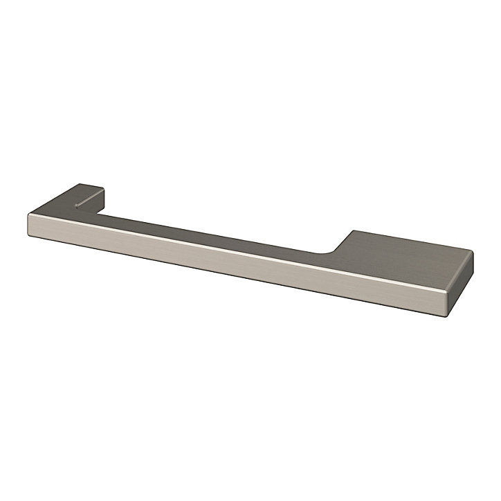 Poignée de meuble Droit GoodHome Skej aluminium effet nickel satin gris l.126mm x l.7mm x H. 30mm entraxe 96mm