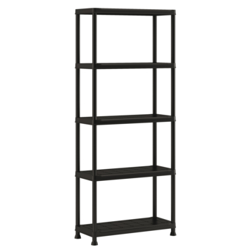 Handson stellingkast kunststof zwart 5 legborden 25 kg/legbord 176x75x32 cm