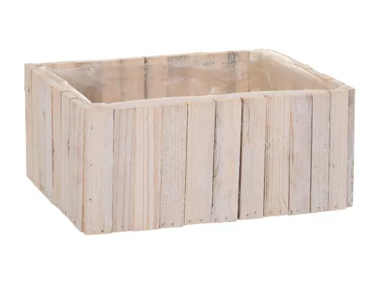 Ensemble de 2 paniers rectangulaires en bois marron