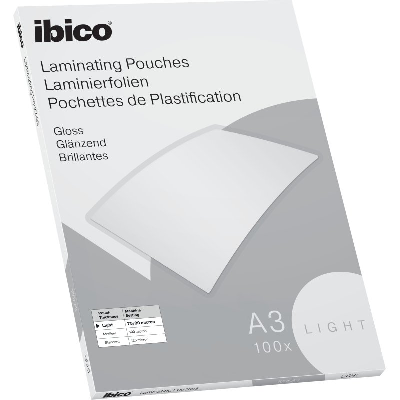 Pochette de plastification Ibico A3, 150 µ brillantes - Boîte de 100