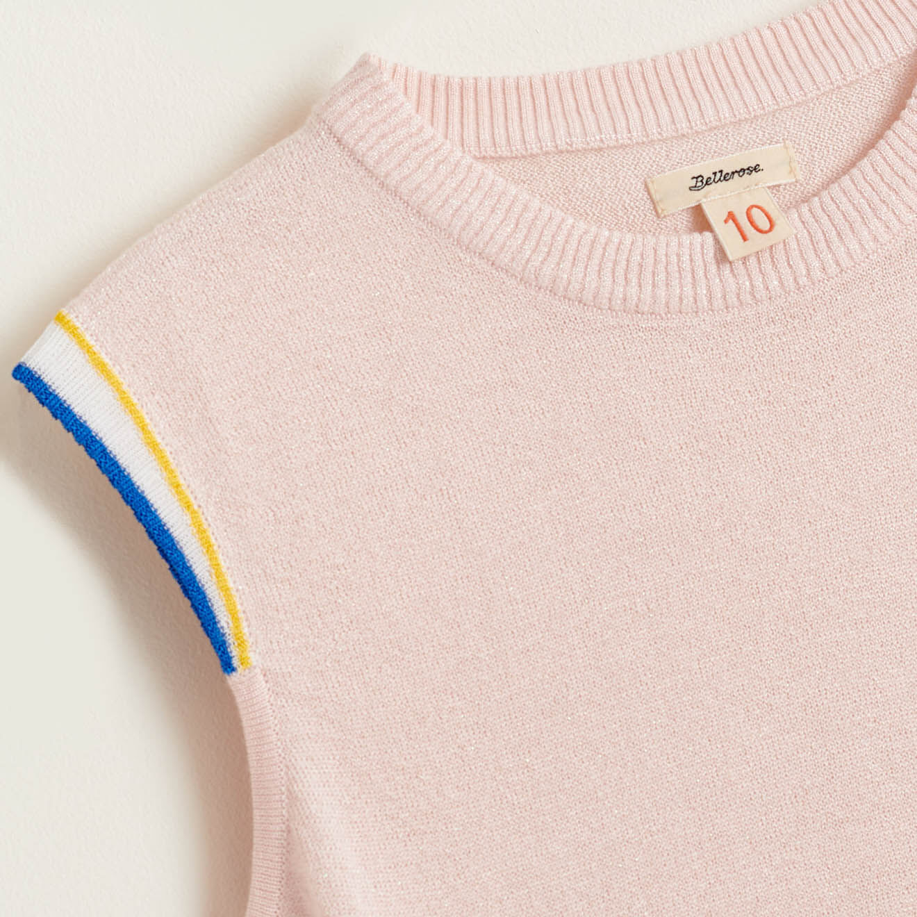Bellerose Pull en Maille Debo sans manches rayé rose pâle