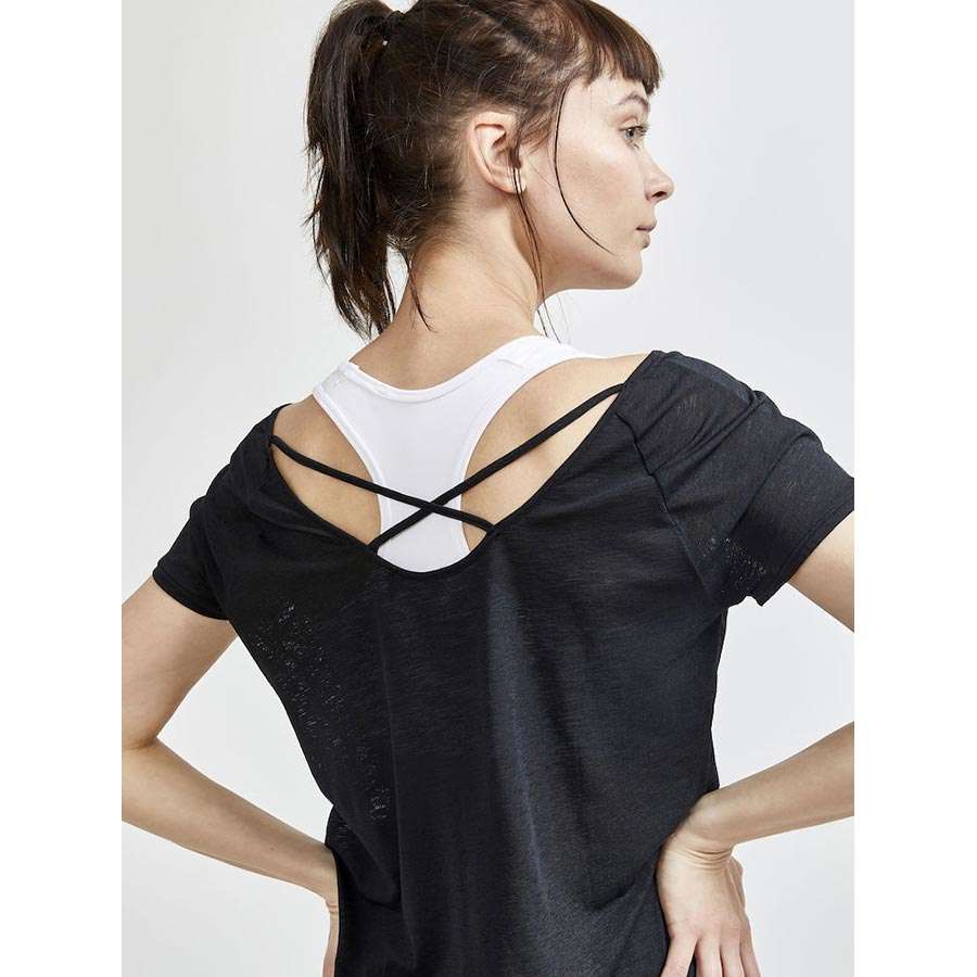 Craft CORE Charge Cross Back Hardloopshirt Korte Mouwen Zwart Dames