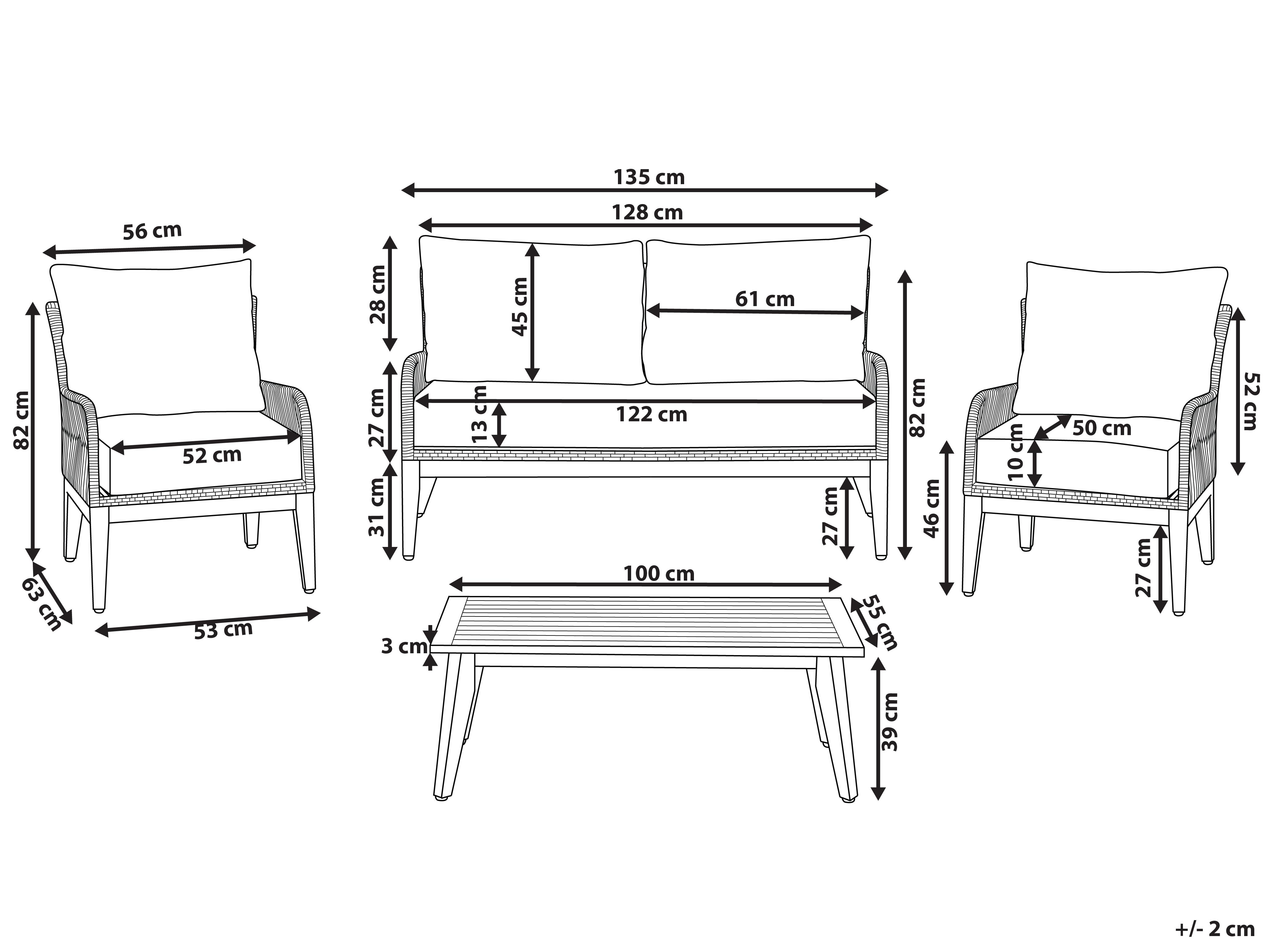 Loungeset met tafel 4-zits MERANO Acaciahout Grijs