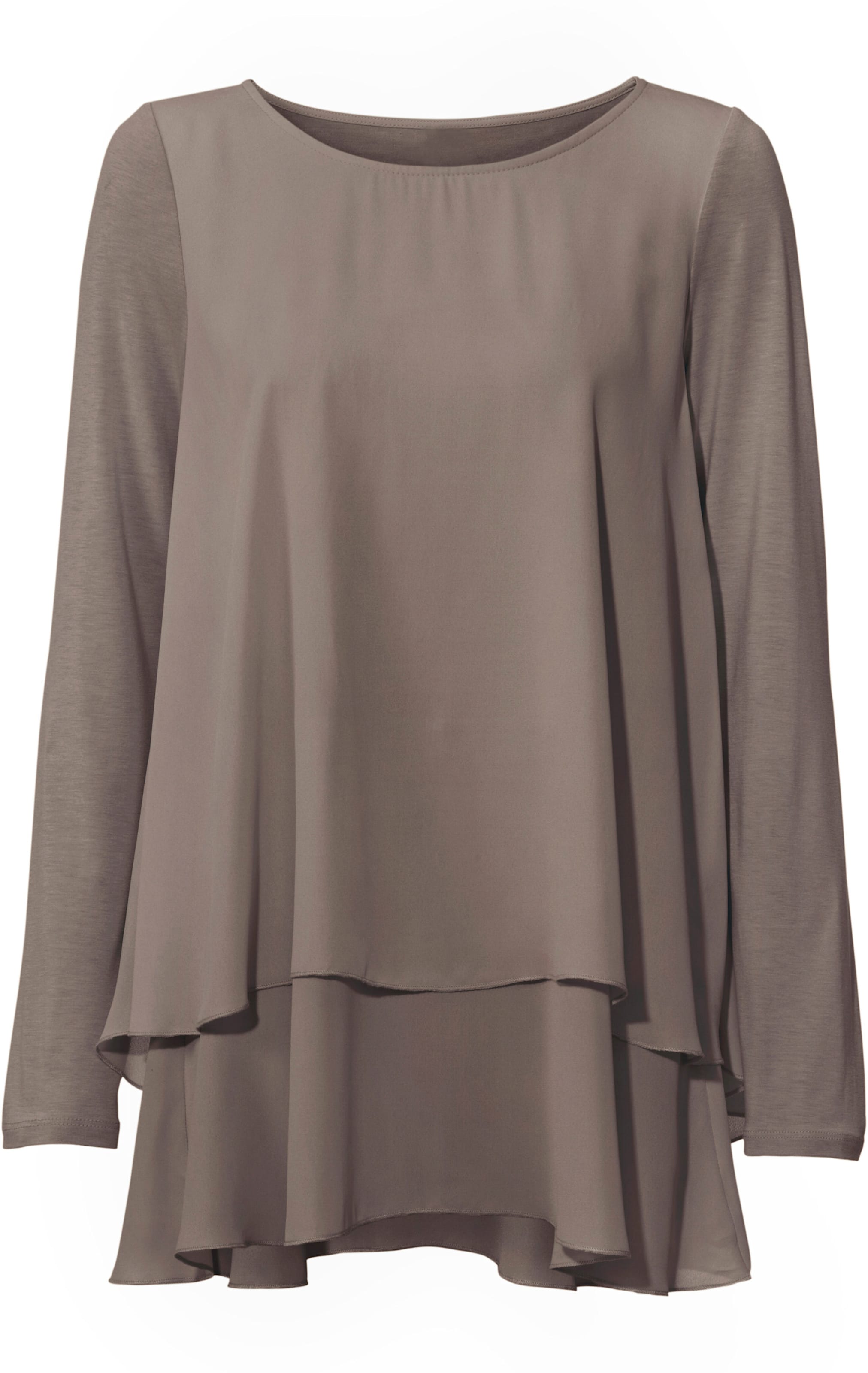 heine Rundhals-Shirt in taupe