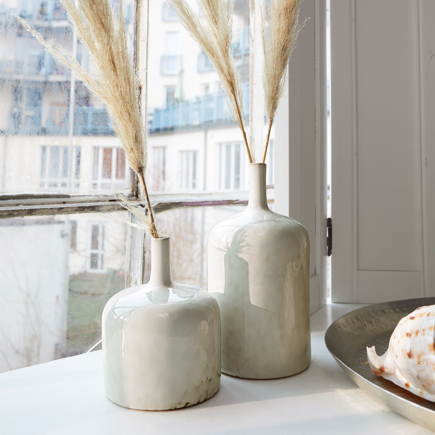 Vase 2er Set Kurys creme