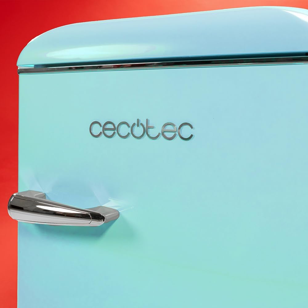 Cecotec Mini Frigo Bolero CoolMarket TT Origin 45 Rouge. Réfrigérateur de Table Rétro 45L, 55 cm de Haut, 44,7 cm de Large, Classe Énergétique E, Bac à Glaçons et Poignée Chromée, Rouge