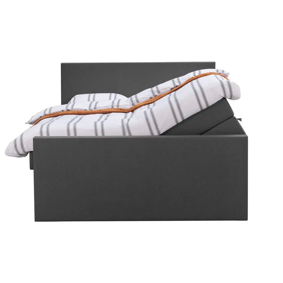 Boxspring met opbergruimte en voetbord Liv egaal - antraciet - 140x200cm
