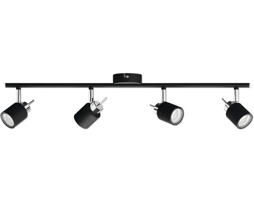 Plafondspot, 4-lichts, geschikt voor GU10/35W-lampen, 67,4 cm breed, zwart