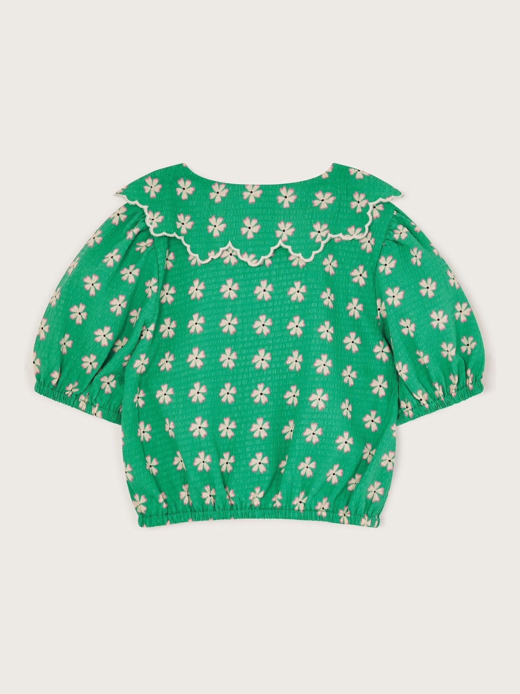 Monsoon Blouse met bloemenprint, pofmouwen en kraag