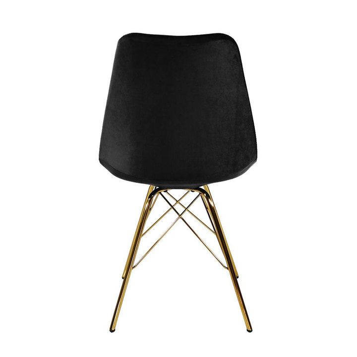 Kick collection - Stoel Velvet Zwart - Goud frame