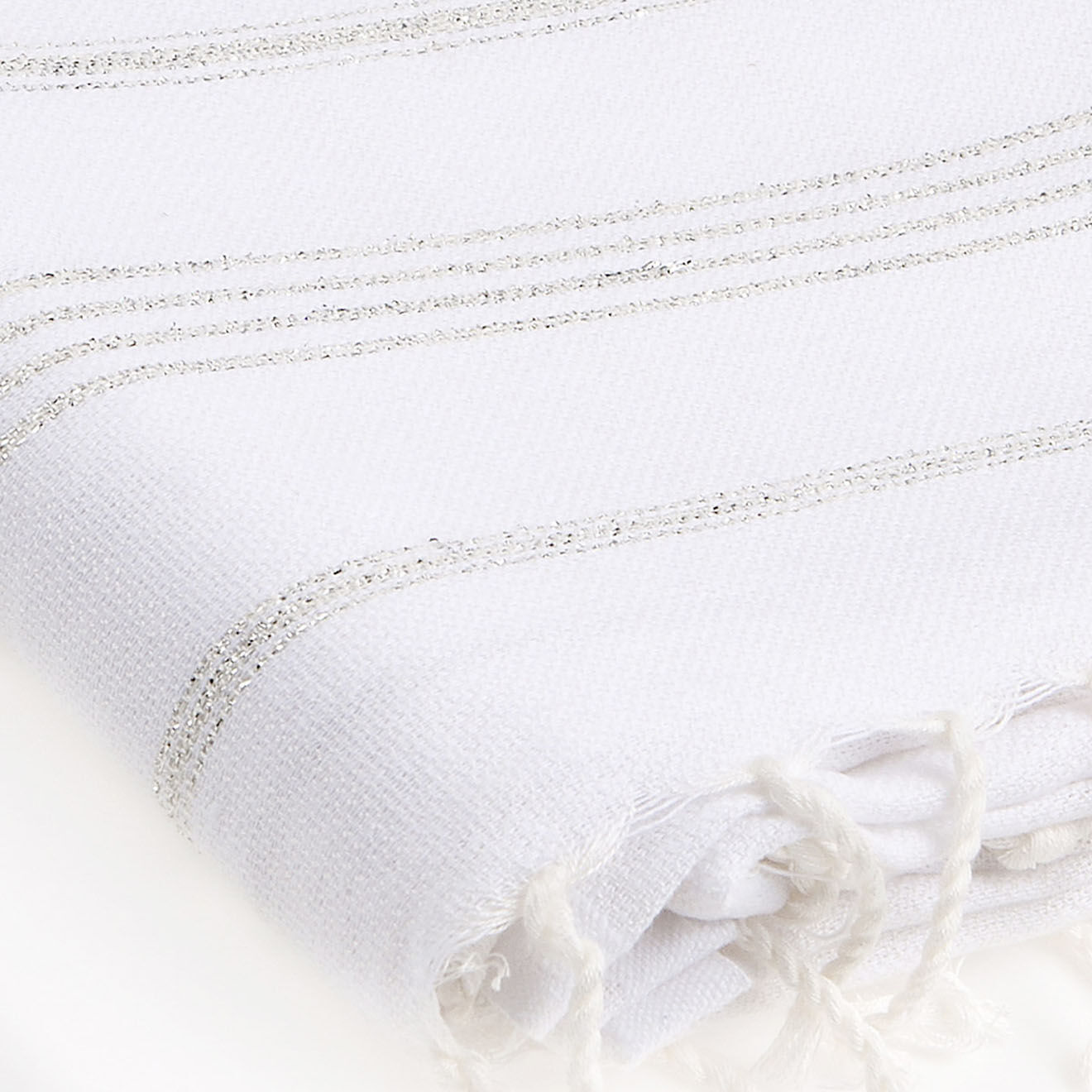 Febronie Fouta Lurex Mykonos blanc/argenté - 100x200 cm
