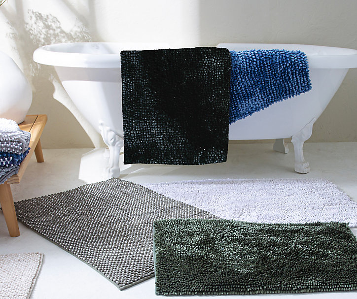 Tapis de bain antidérapant 50x70 cm, bleu, Levasseur Shiny