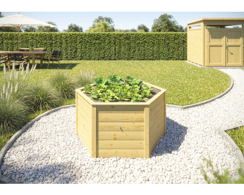 Weka classic 6-zijdig verhoogd tuinbed, 143 x 143 x 68,5 cm, naturel