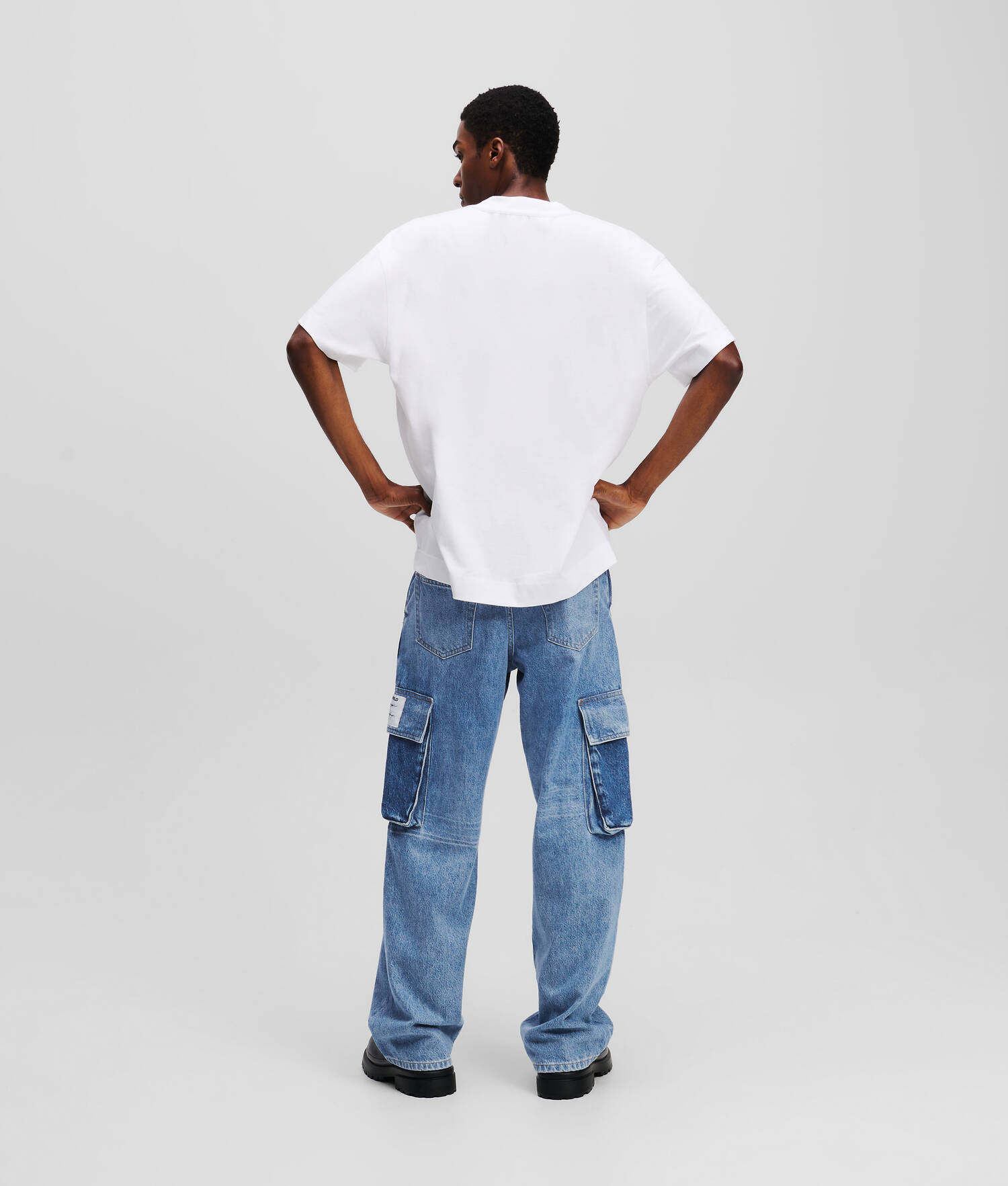 JEAN BAGGY STYLE UTILITAIRE KLJ X ATELIER RESERVÉ - Bleu patchwork