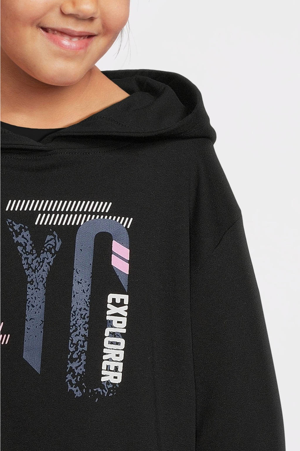 NAME IT hoodie NKFVIALA met printopdruk zwart