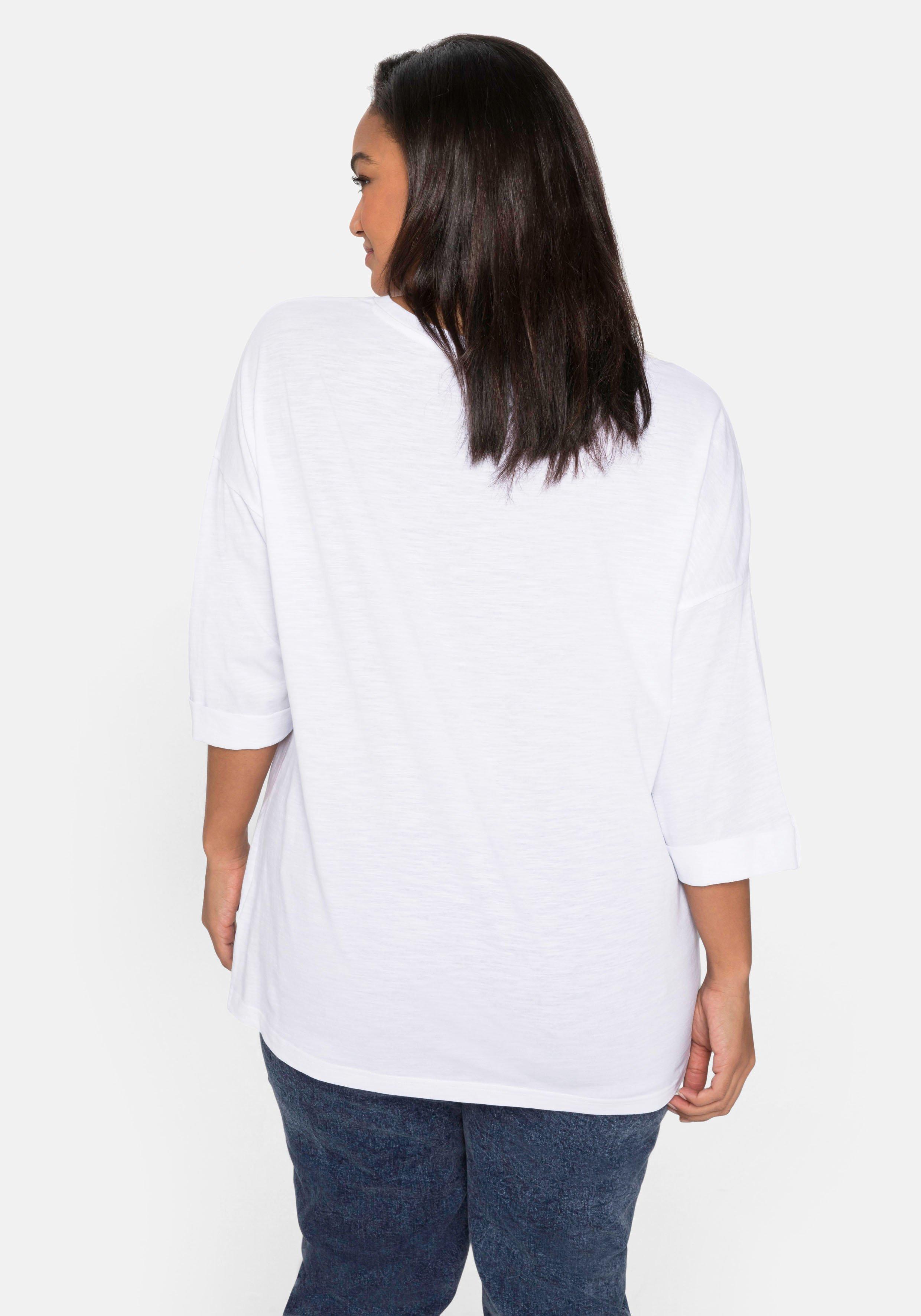 3/4-Arm-Shirt aus Flammgarn, mit Frontdruck