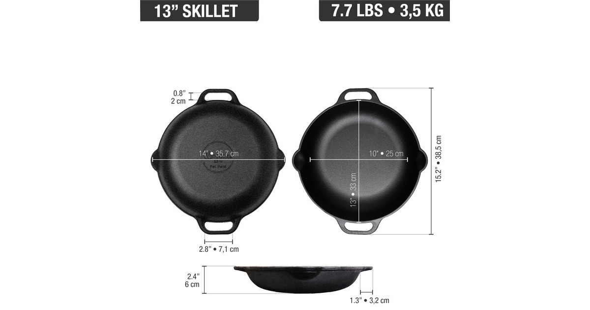 VictoriaSkillet met twee handgrepen 33 cm, Enameled bak-/braadpan  (Zwart, Color packaging)