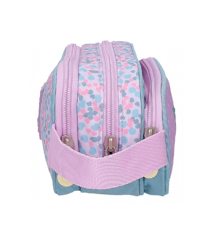 Estojo para lápis Enso Cute Girl com três zíperes - Lilás - 22x10x9cm -